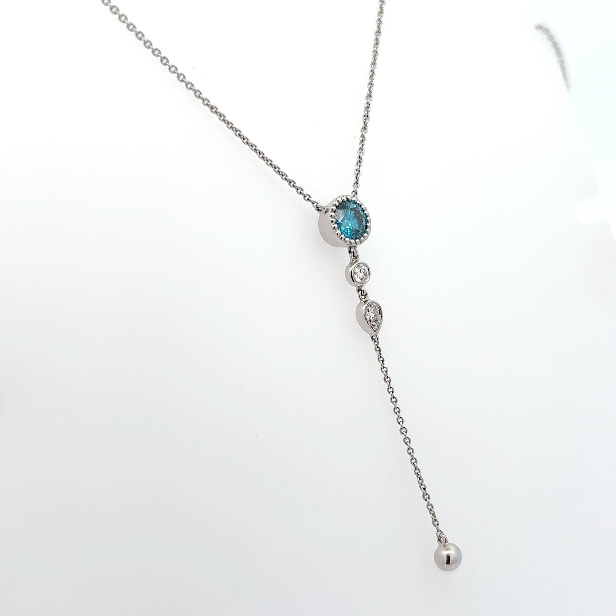 Blue Diamond Drop Style Necklace