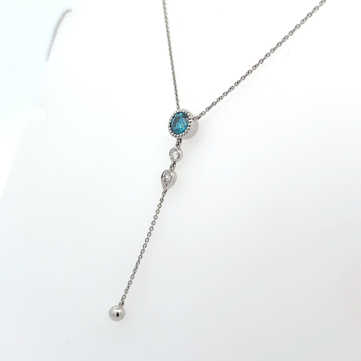 Blue Diamond Drop Style Necklace