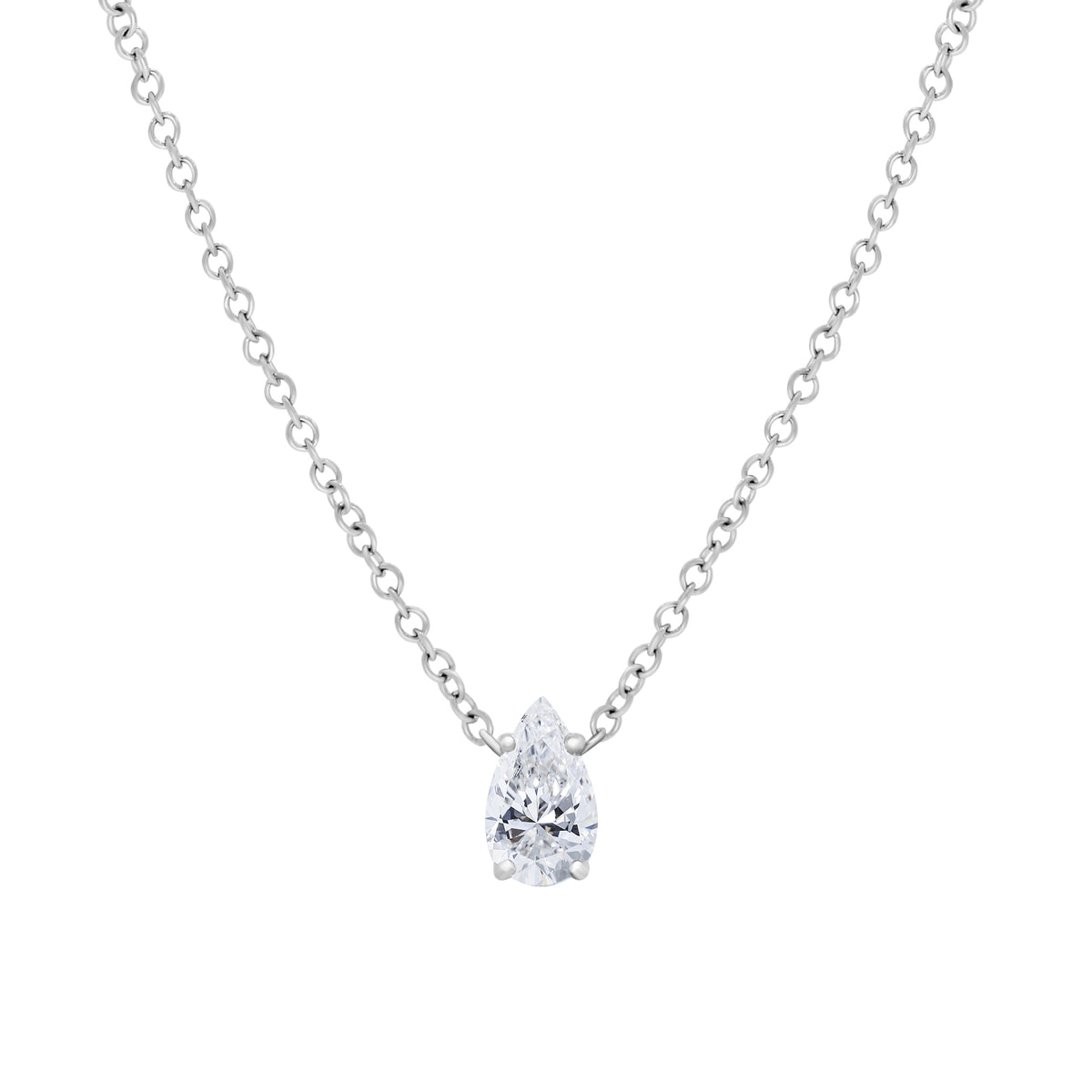 Pear Shape Diamond Solitare Necklace
