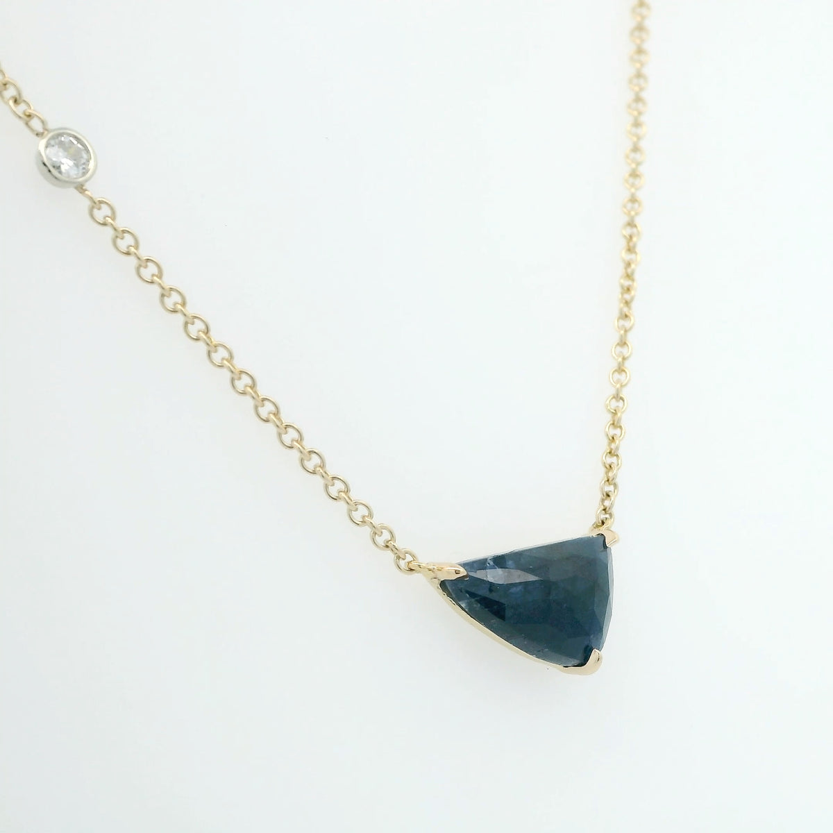 Freeform Sapphire Necklace with Diamond Accent
