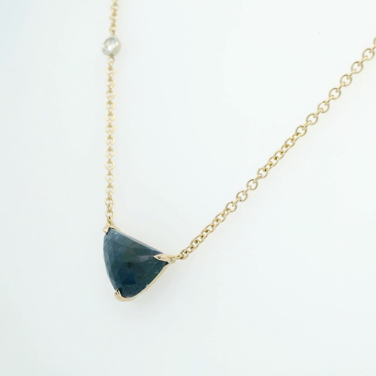 Freeform Sapphire Necklace with Diamond Accent