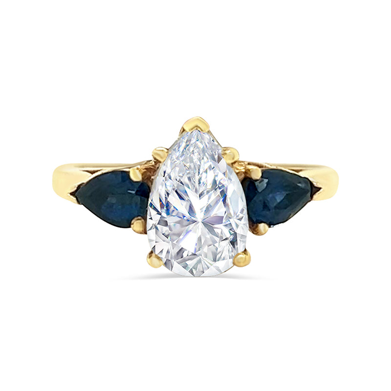 Diamond engagement ring sapphire side stones Clearance