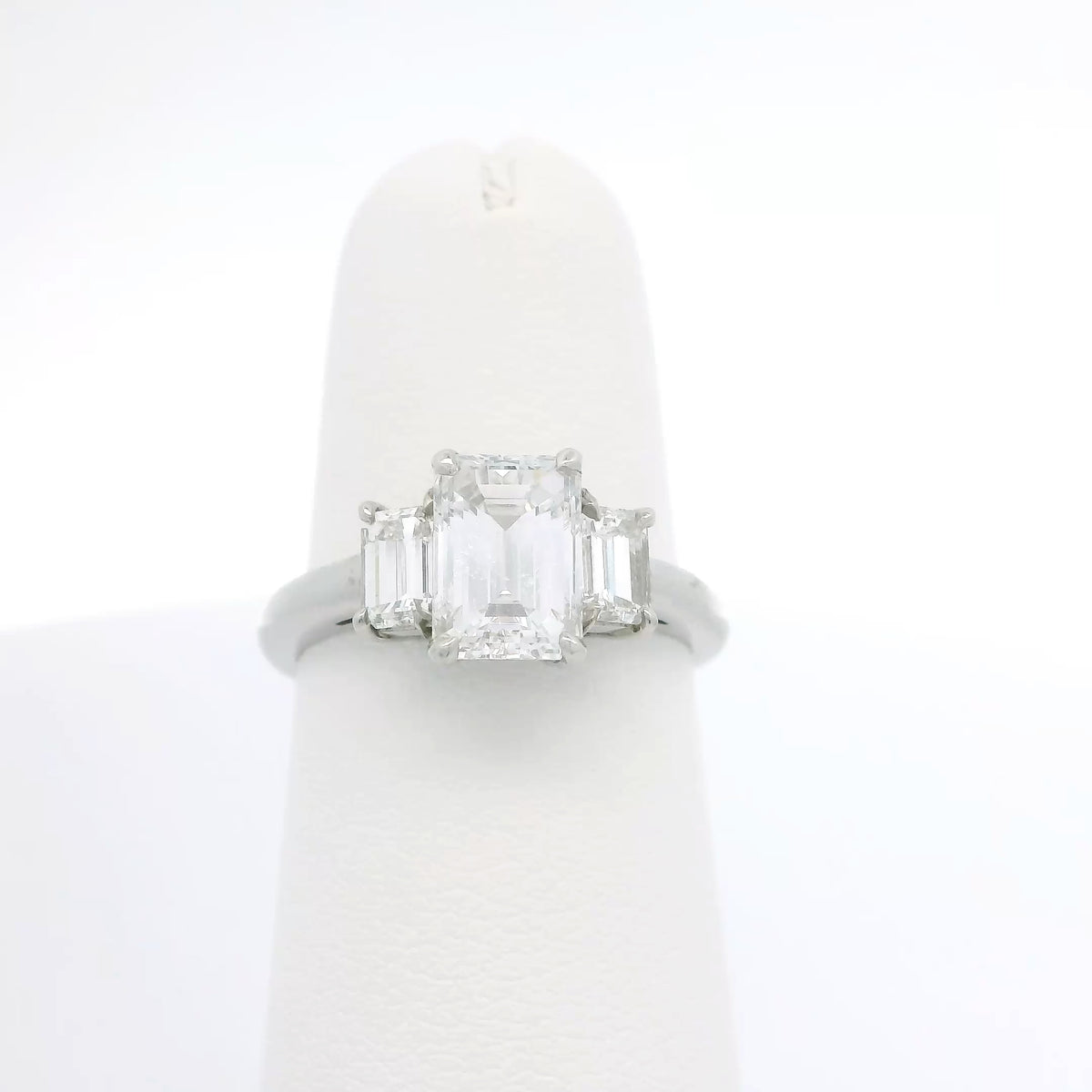 Three Stone Emerald Cut Diamond Engagement Ring