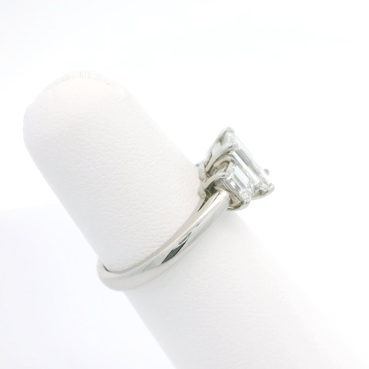 Three Stone Emerald Cut Diamond Engagement Ring