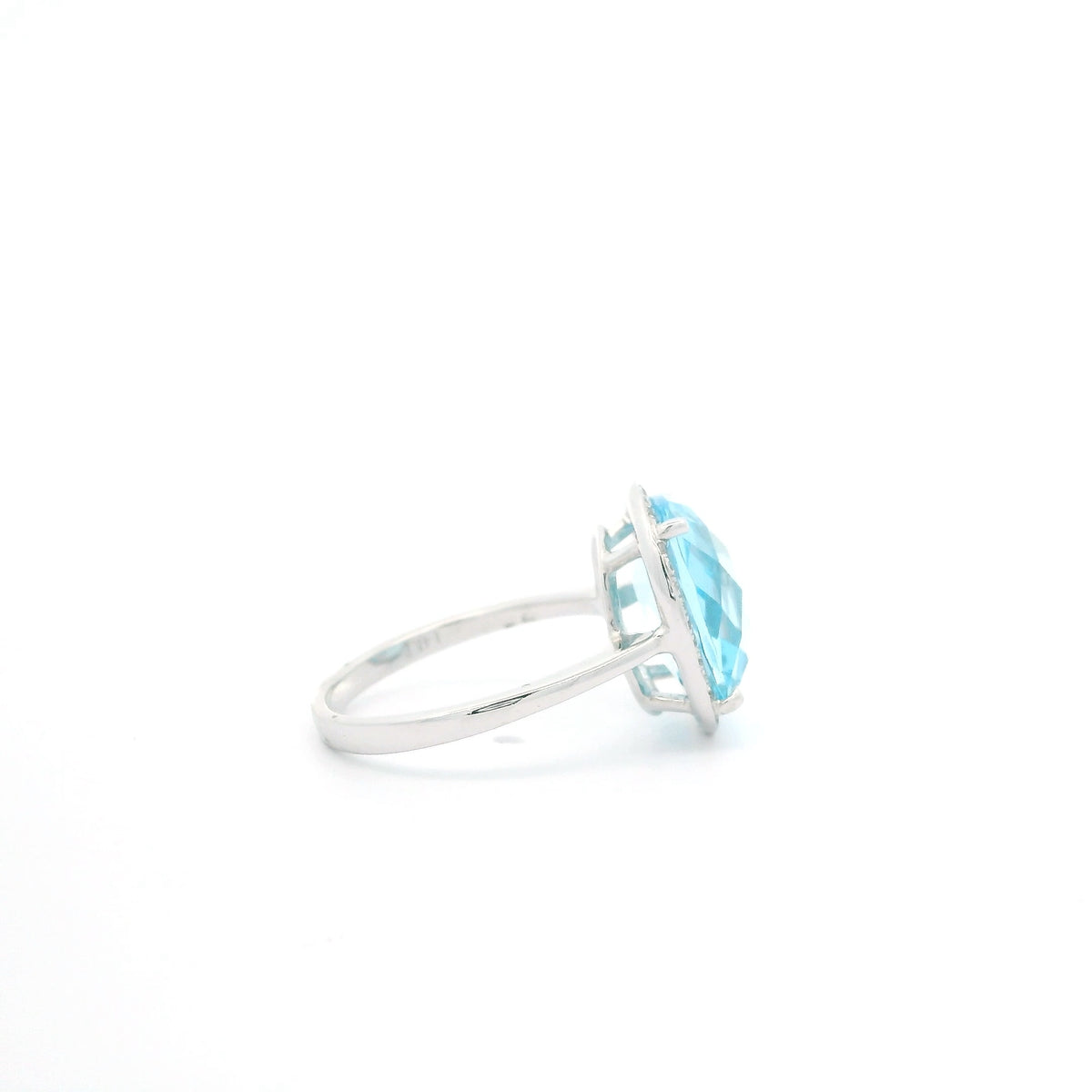 Blue Topaz Ring with Diamond Halo