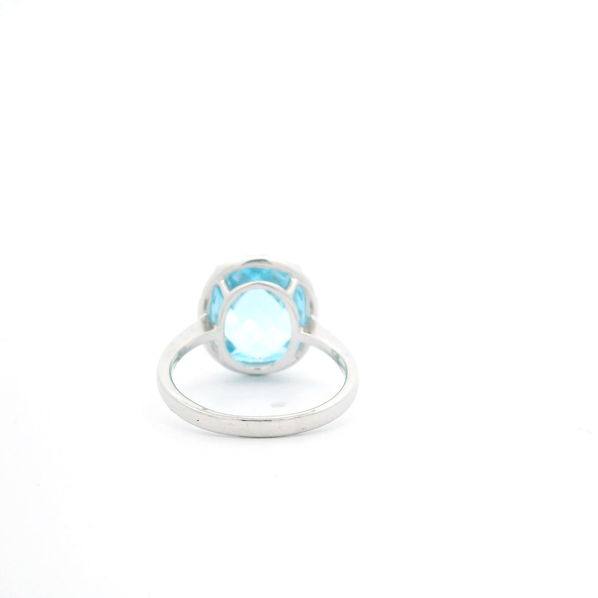 Blue Topaz Ring with Diamond Halo