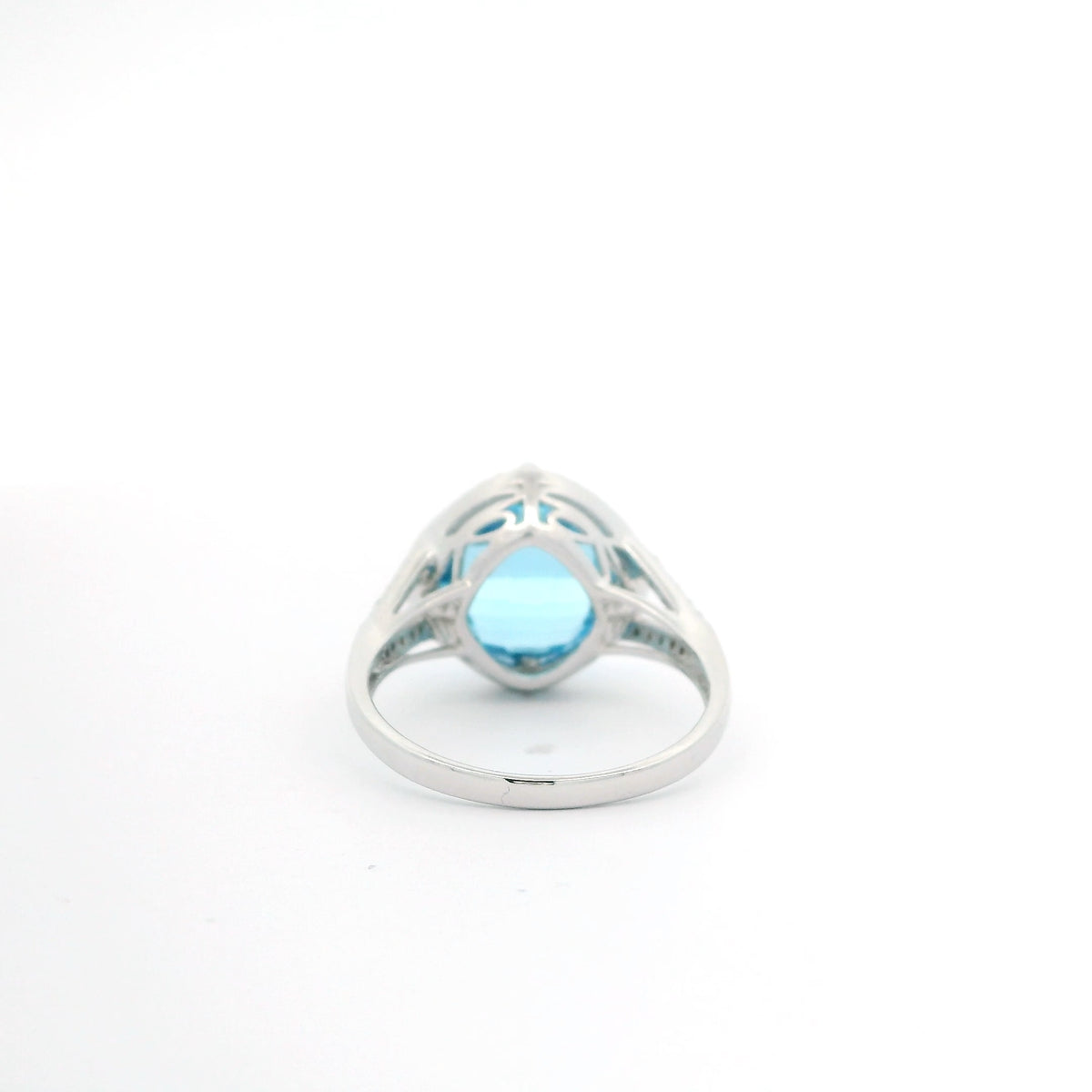 Blue Topaz Ring with Diamond Halo