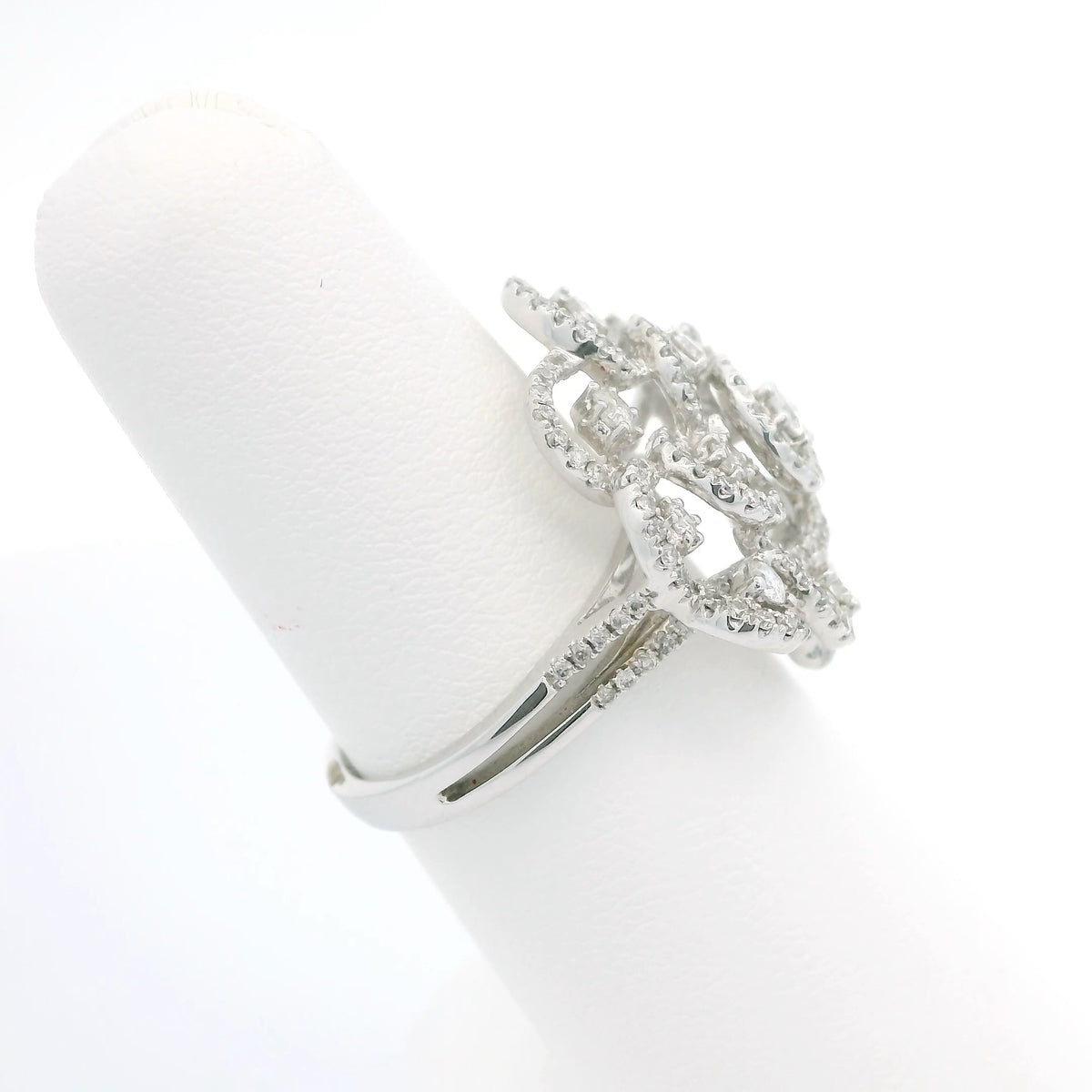 Open Metal Flower Diamond Cocktail Ring