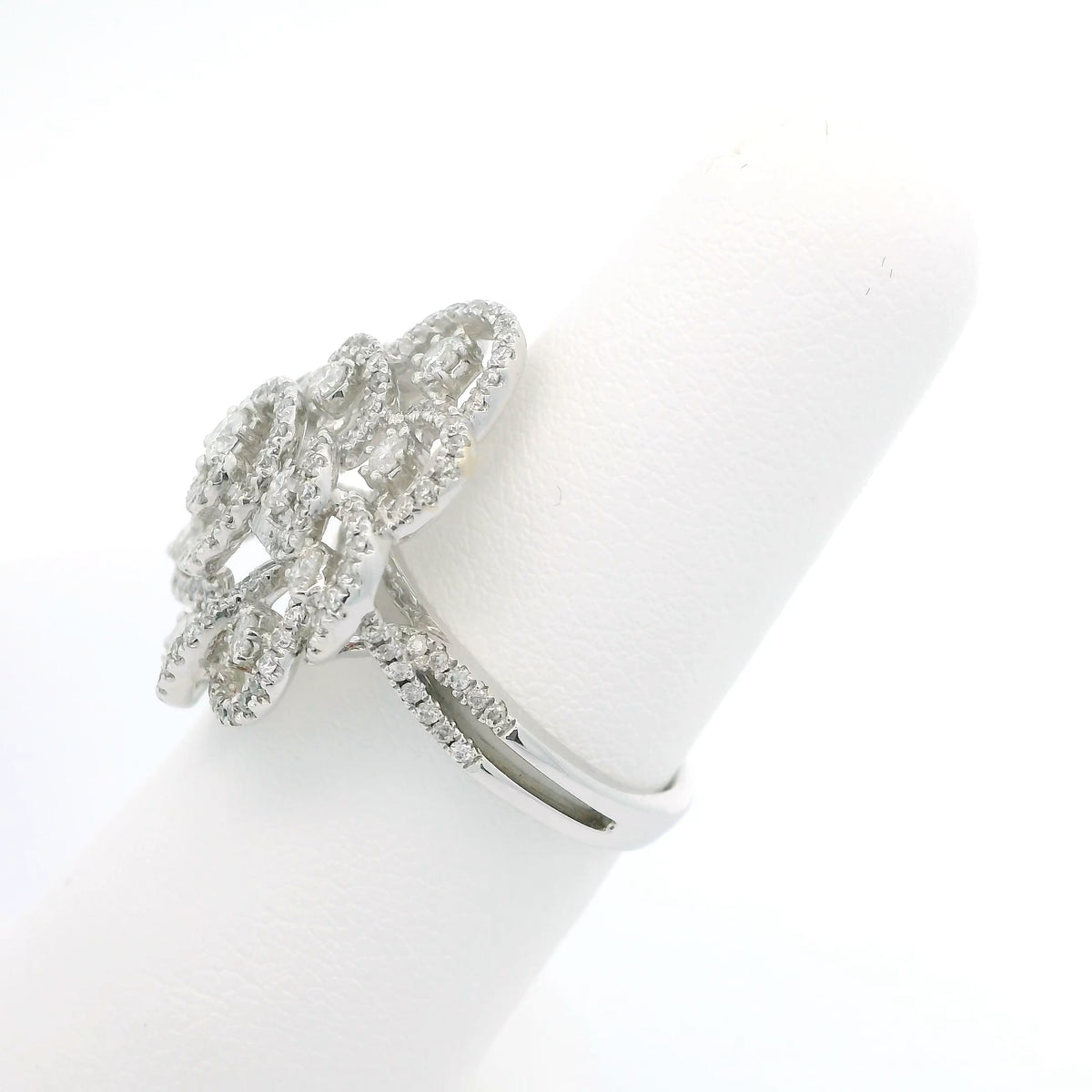 Open Metal Flower Diamond Cocktail Ring