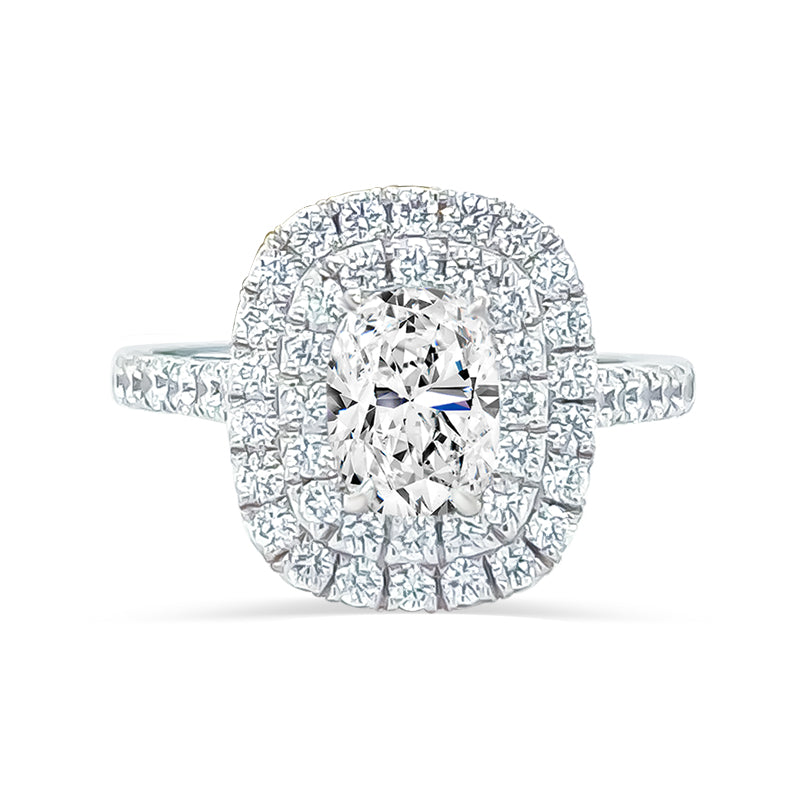Cushion Engagement Ring with Double Halo