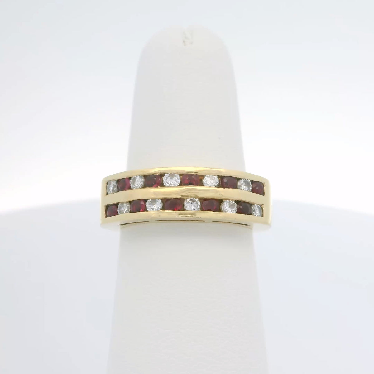 Ruby & Diamond Double Row Band