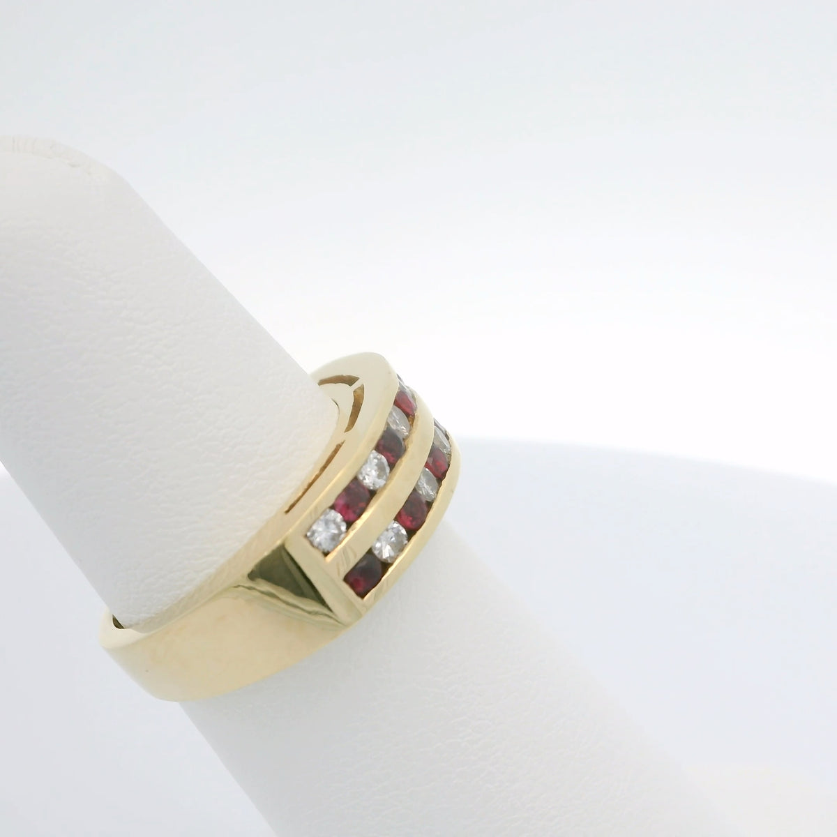 Ruby & Diamond Double Row Band