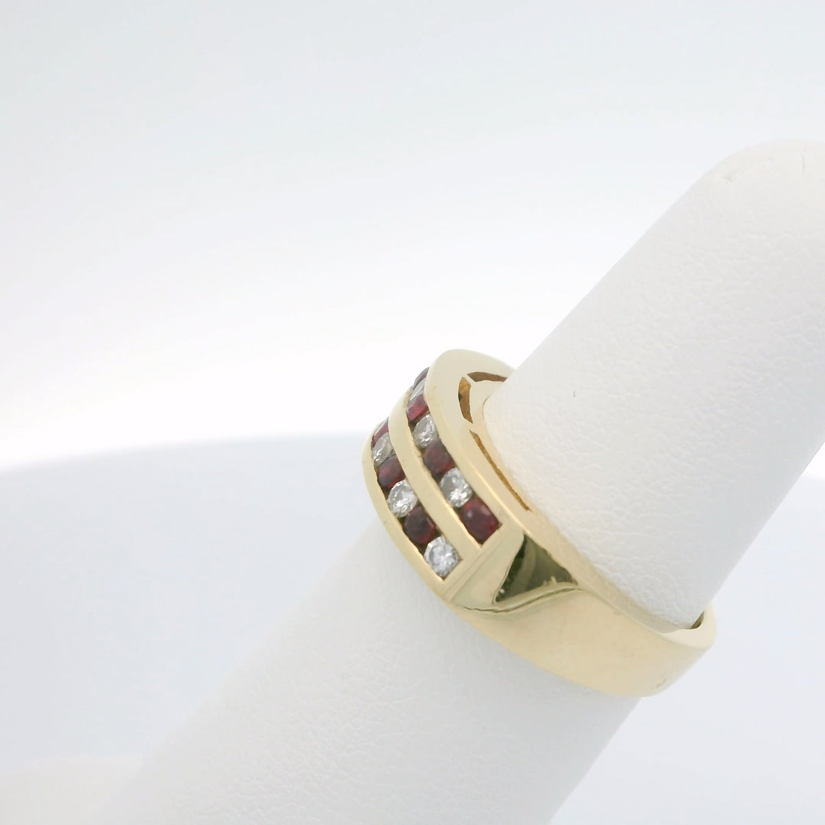 Ruby & Diamond Double Row Band