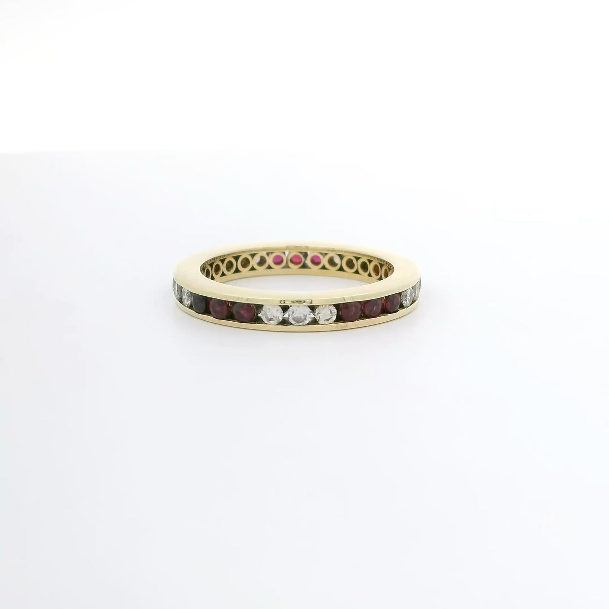 Ruby and Diamond Channel Set Eternity Band