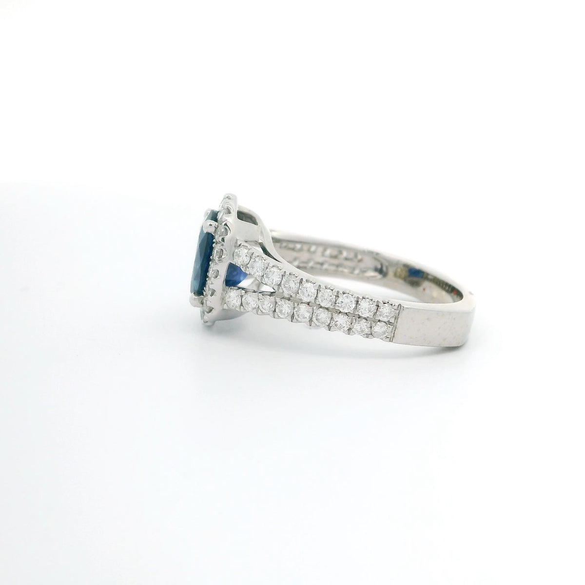 Sapphire Ring with Diamond Halo