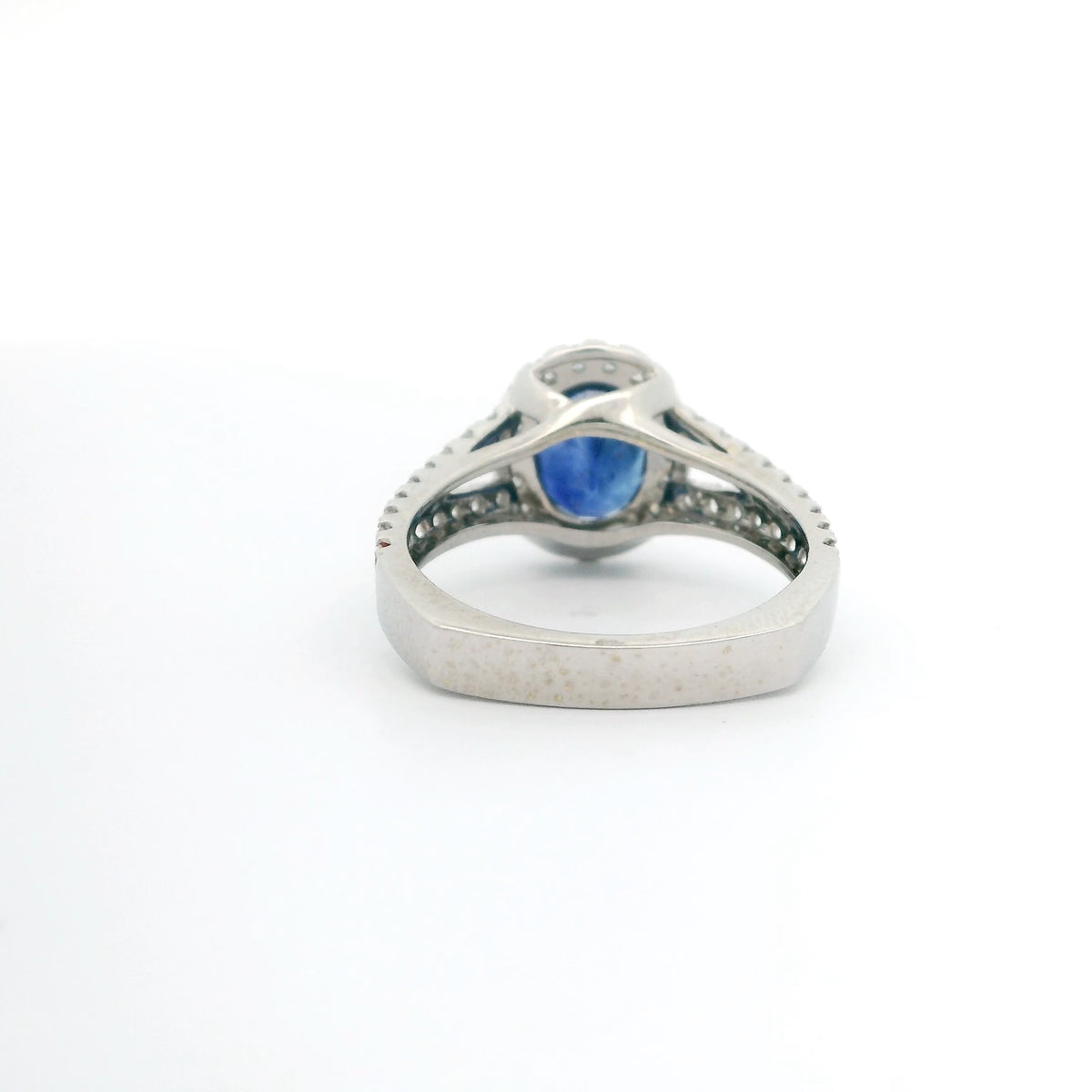 Sapphire Ring with Diamond Halo
