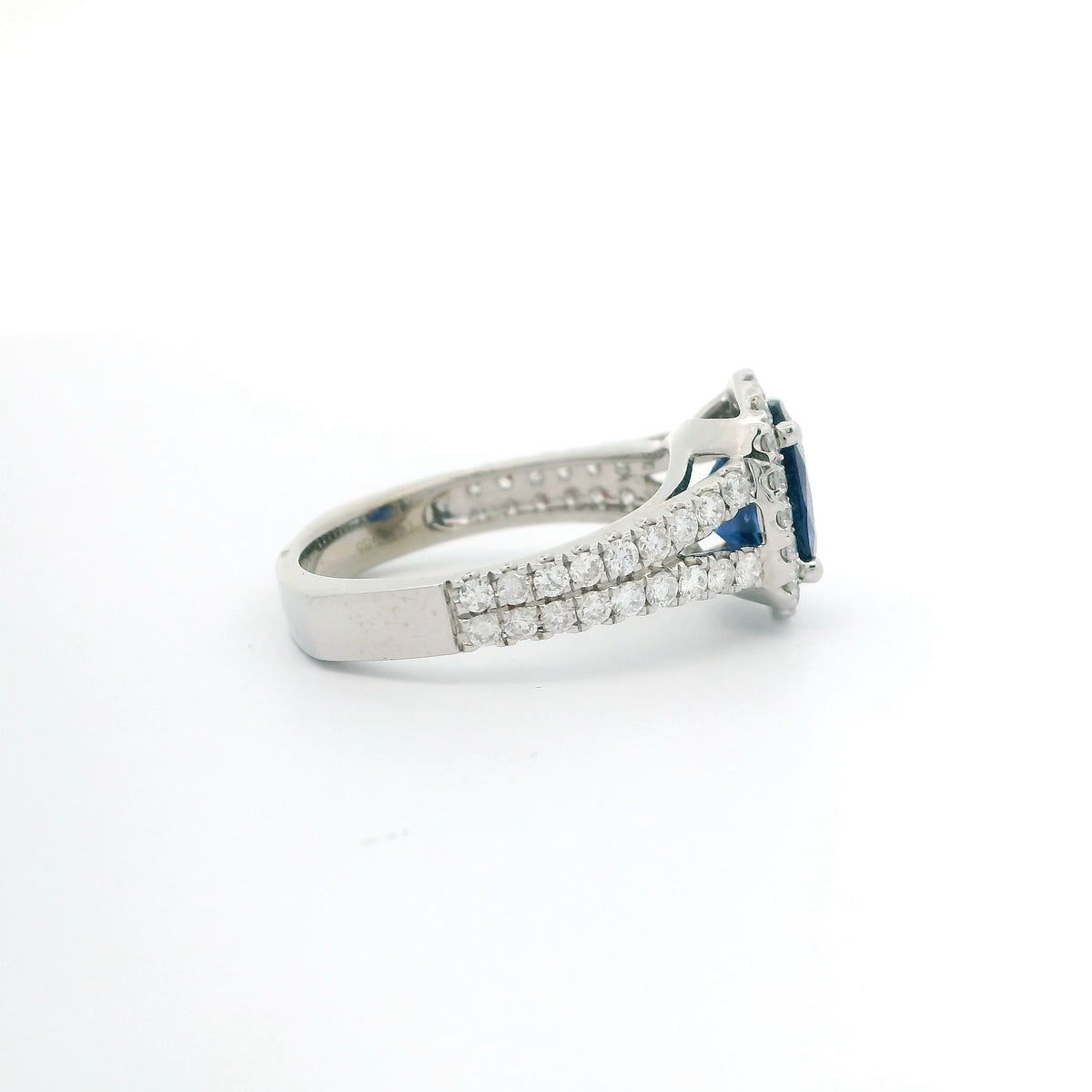 Sapphire Ring with Diamond Halo