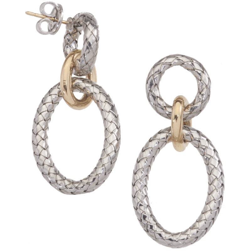 Two Tone Drop Circle Earrings