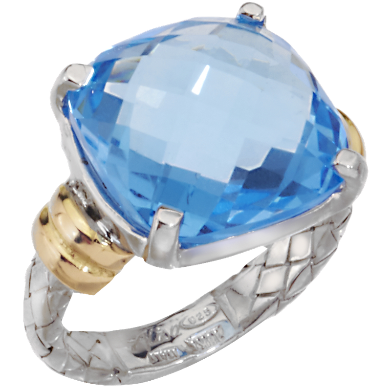 Two Tone Blue Topaz Ring