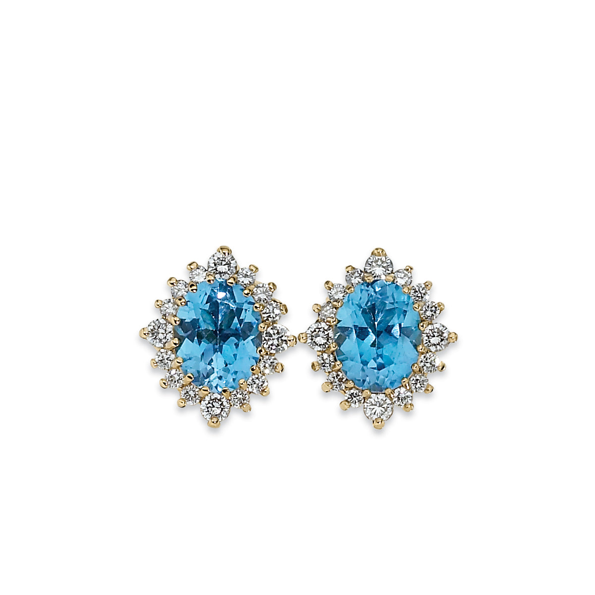 Blue Topaz Earrings with Diamond Halo