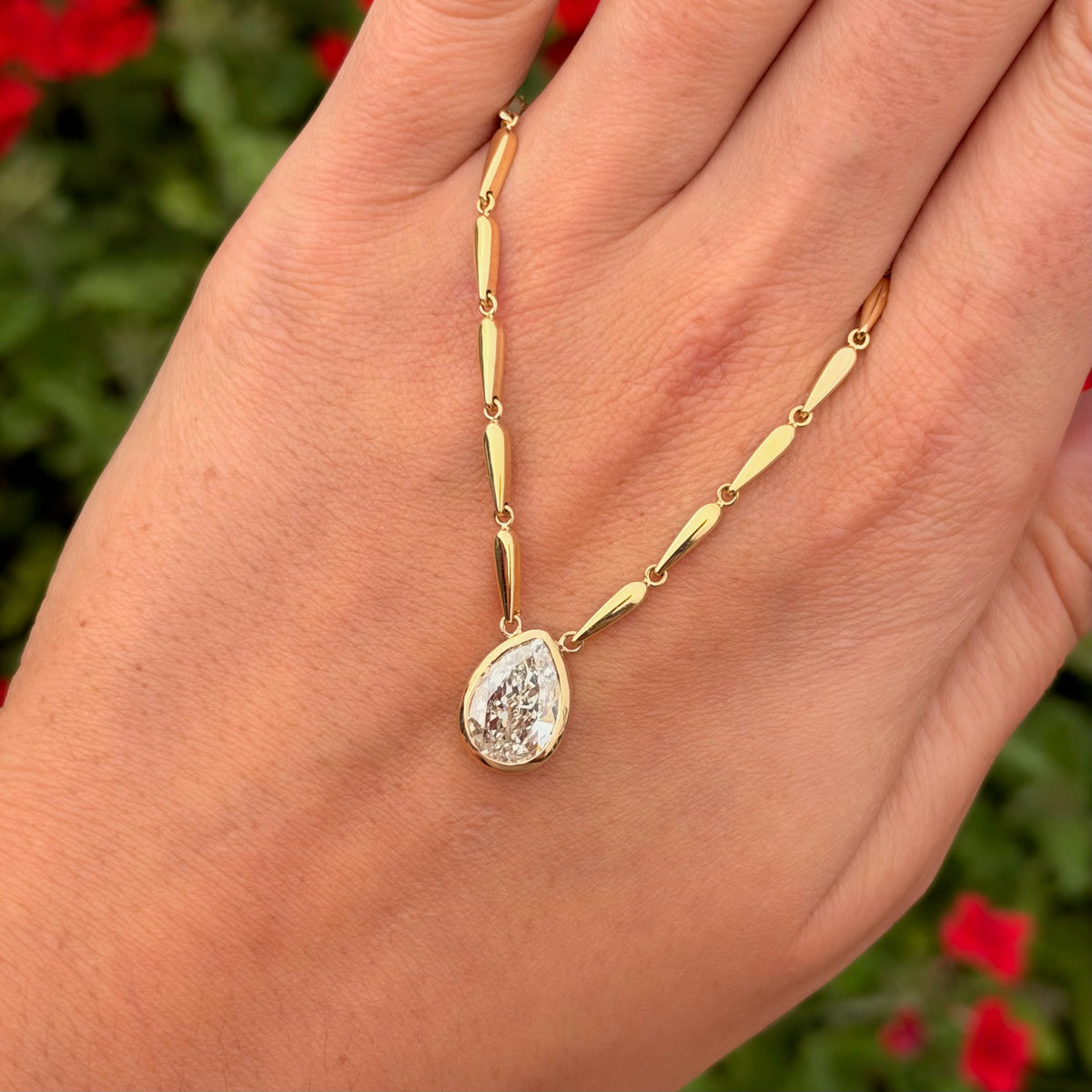 GIA Pear Shape Diamond Necklace