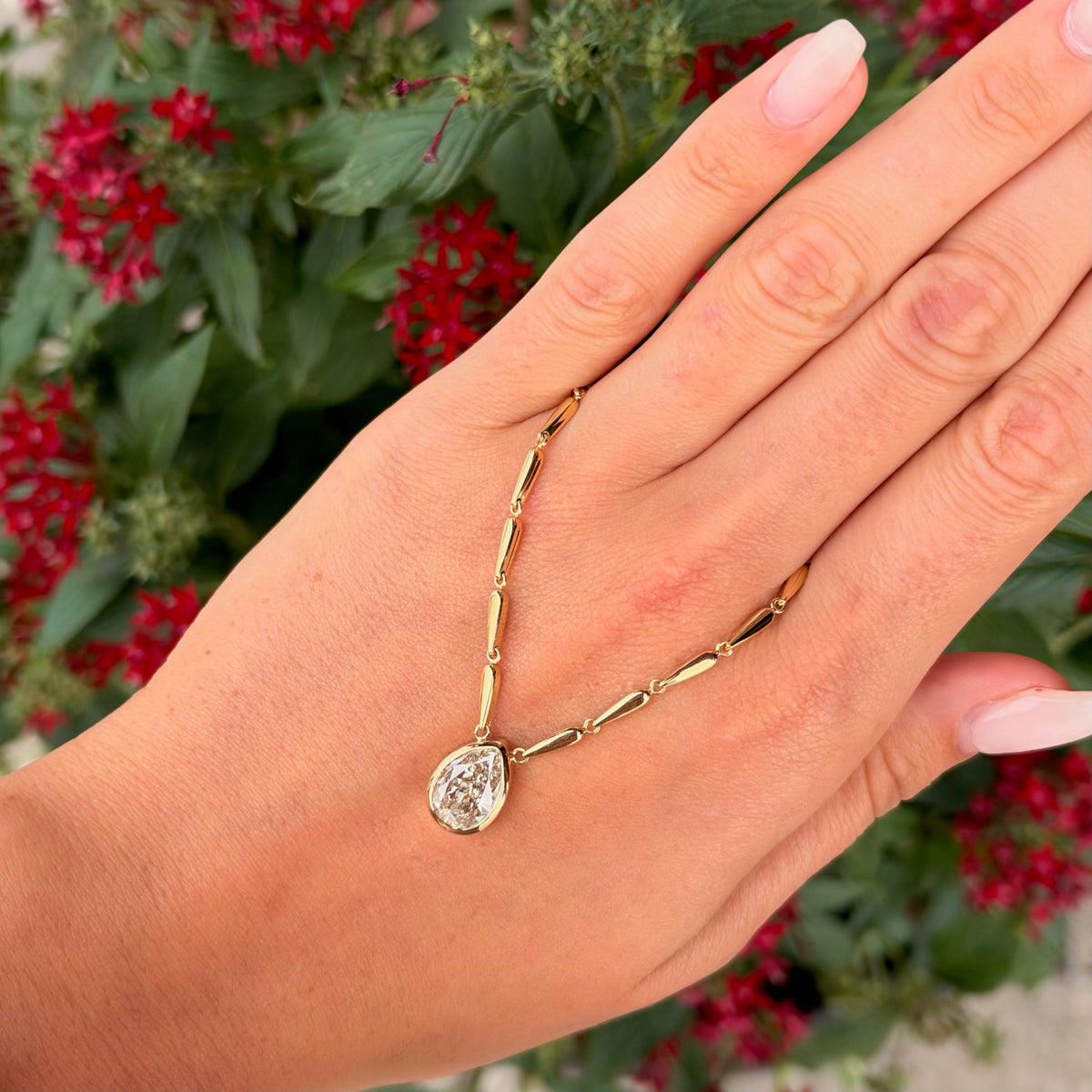 GIA Pear Shape Diamond Necklace