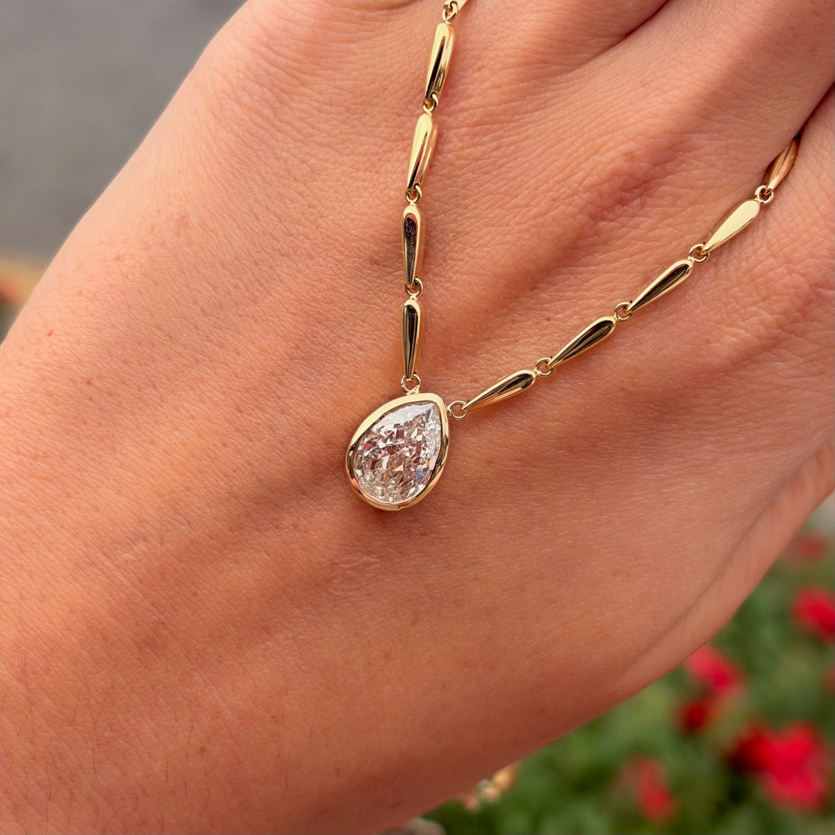 GIA Pear Shape Diamond Necklace