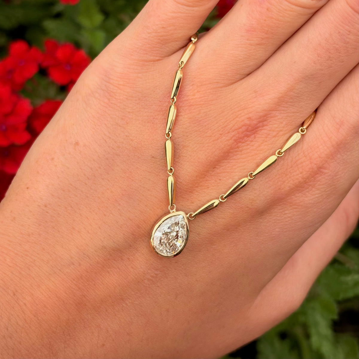 GIA Pear Shape Diamond Necklace