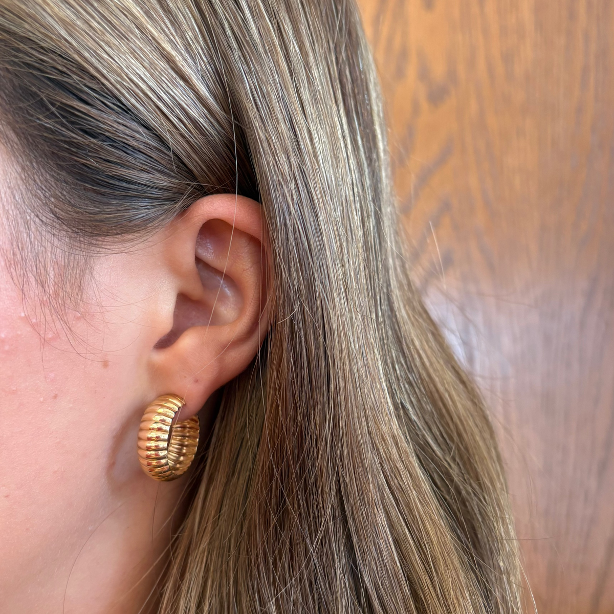 Shrimp Design Gold Hoops