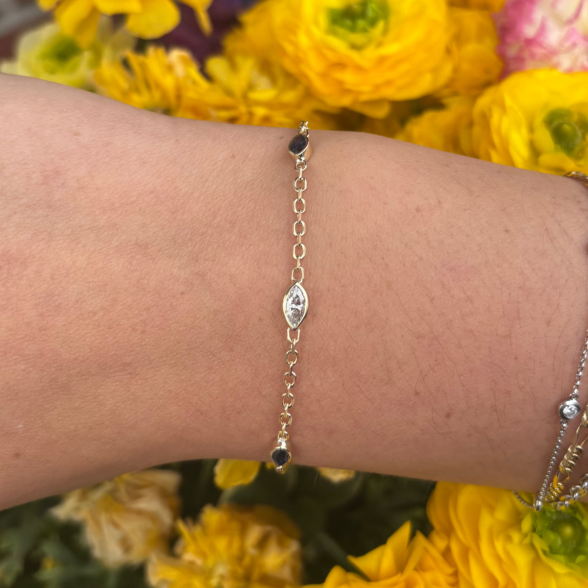 Sapphire and Diamond Station Bracelet