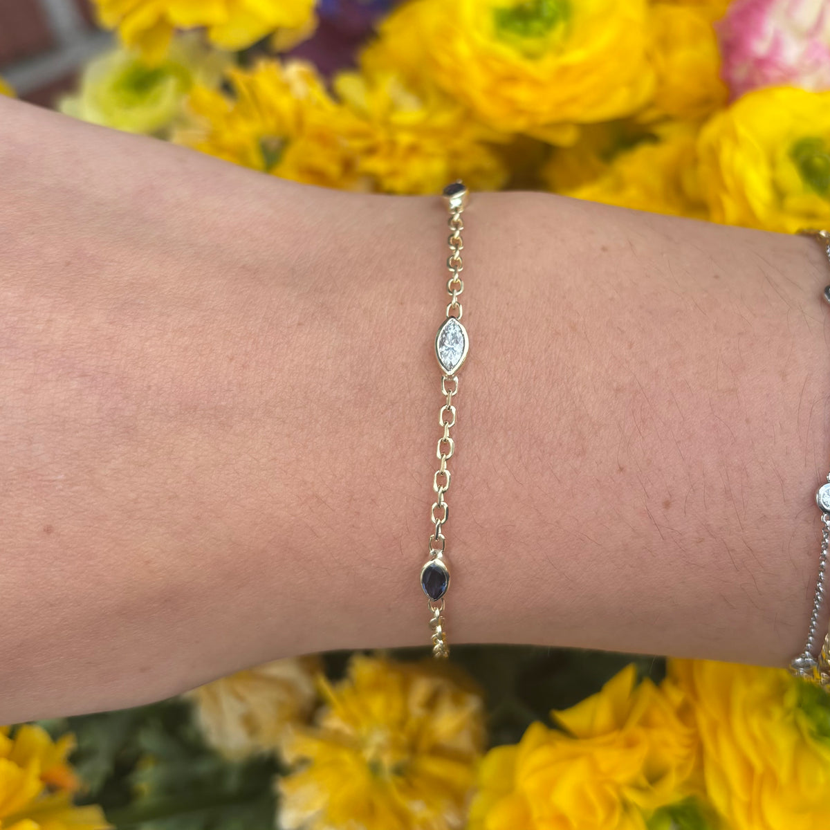 Sapphire and Diamond Station Bracelet