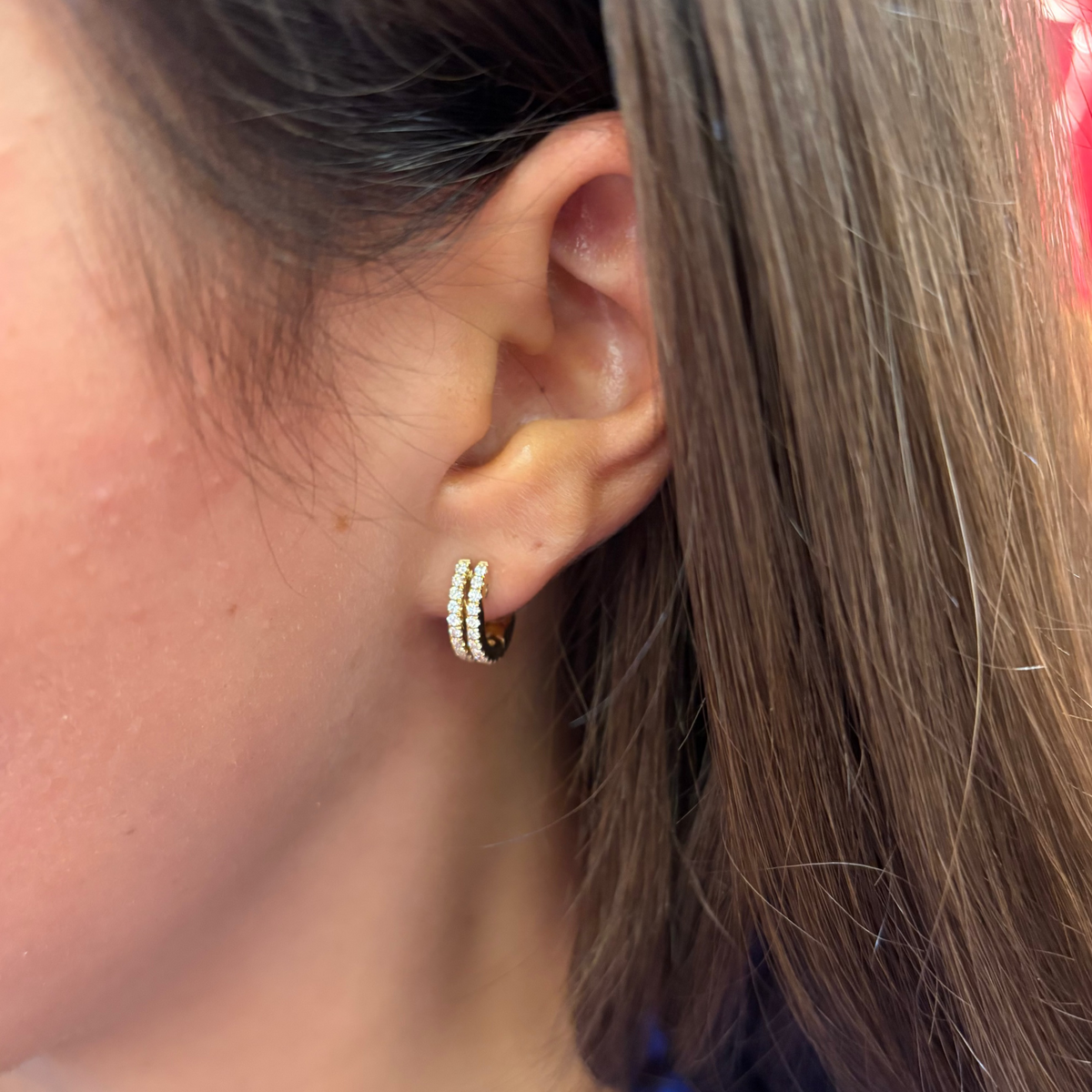 Double Row Diamond Hoops
