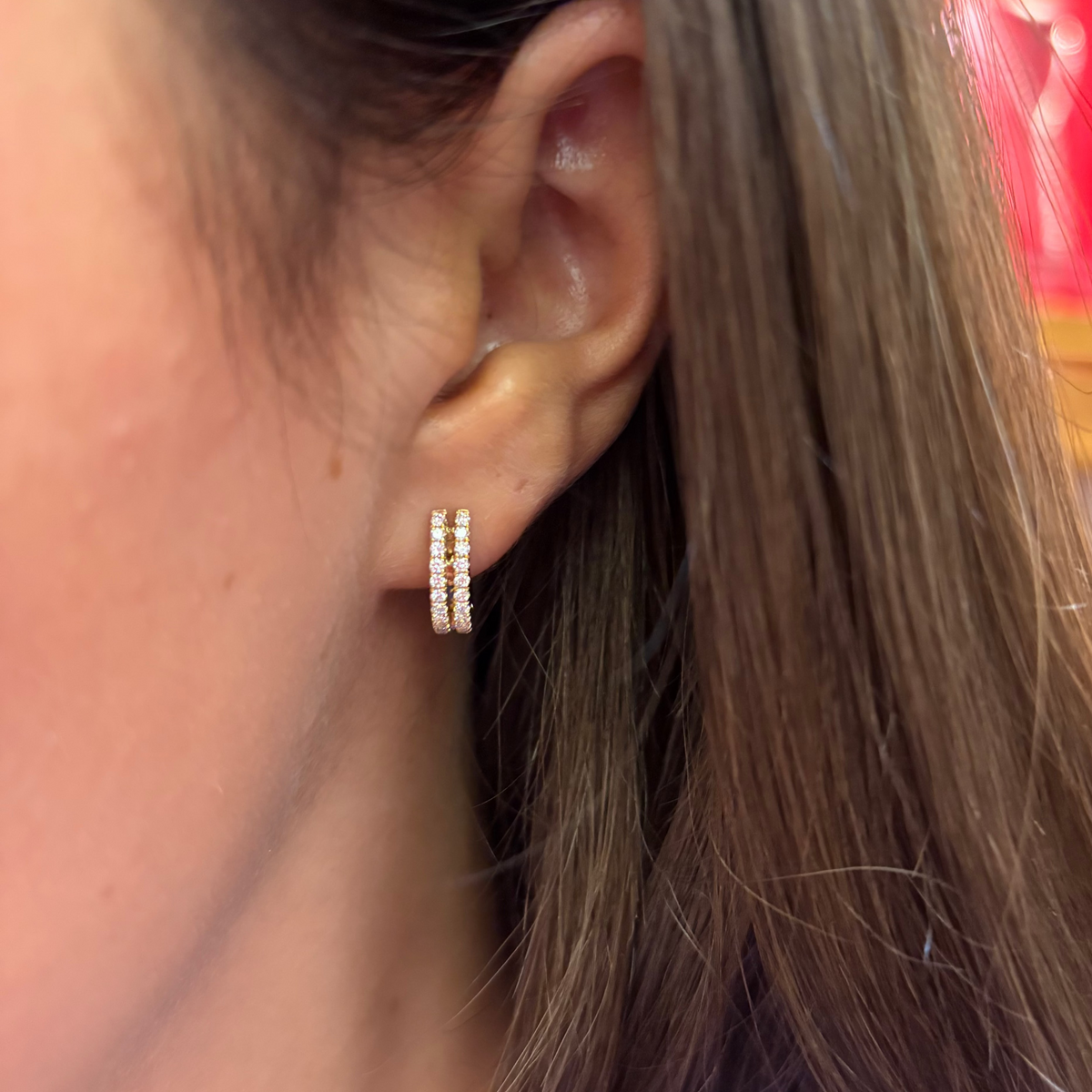 Double Row Diamond Hoops