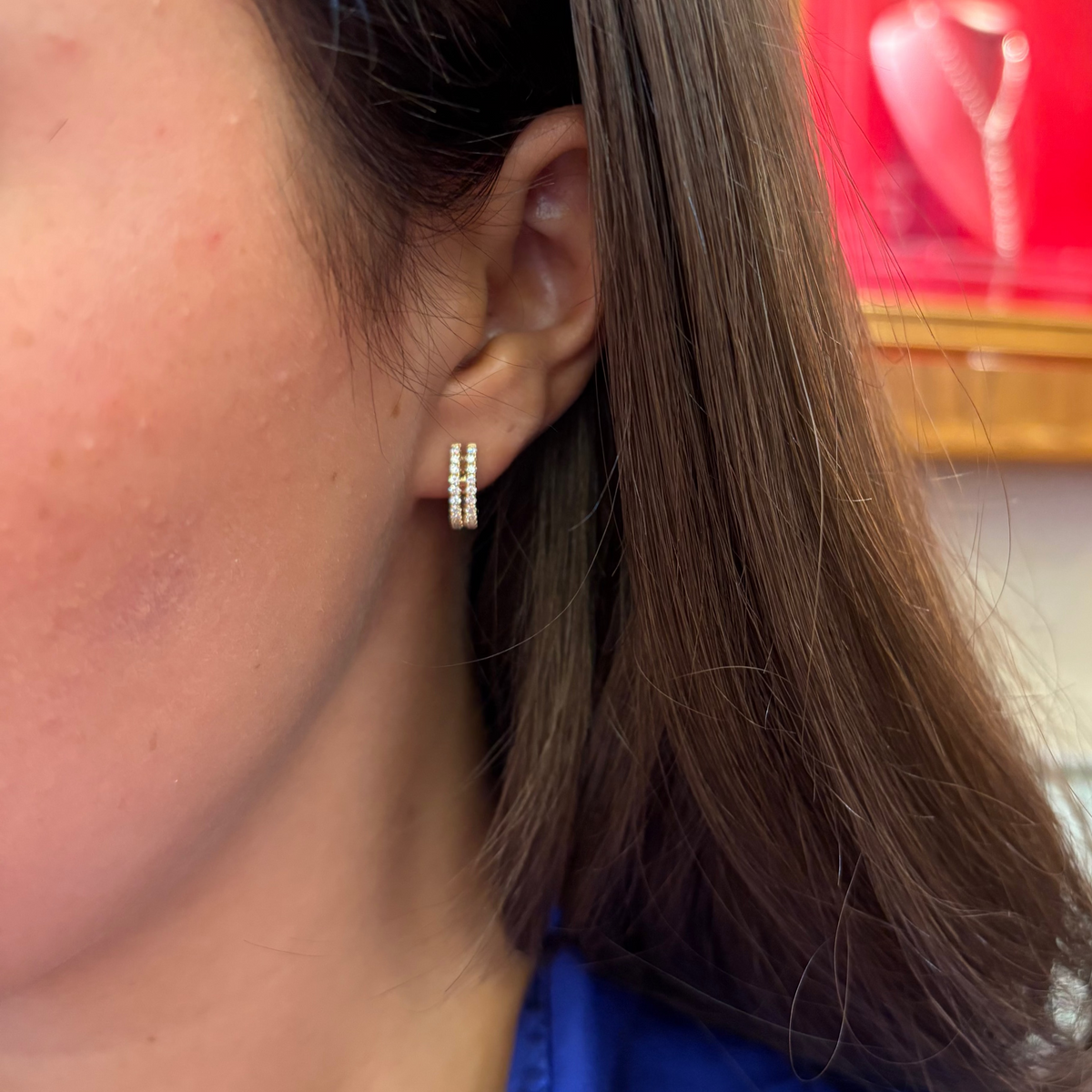 Double Row Diamond Hoops