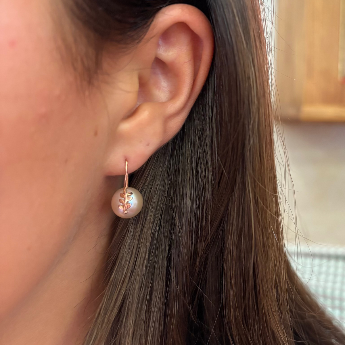 Rose Gold Floral Inspired Pearl Earrings