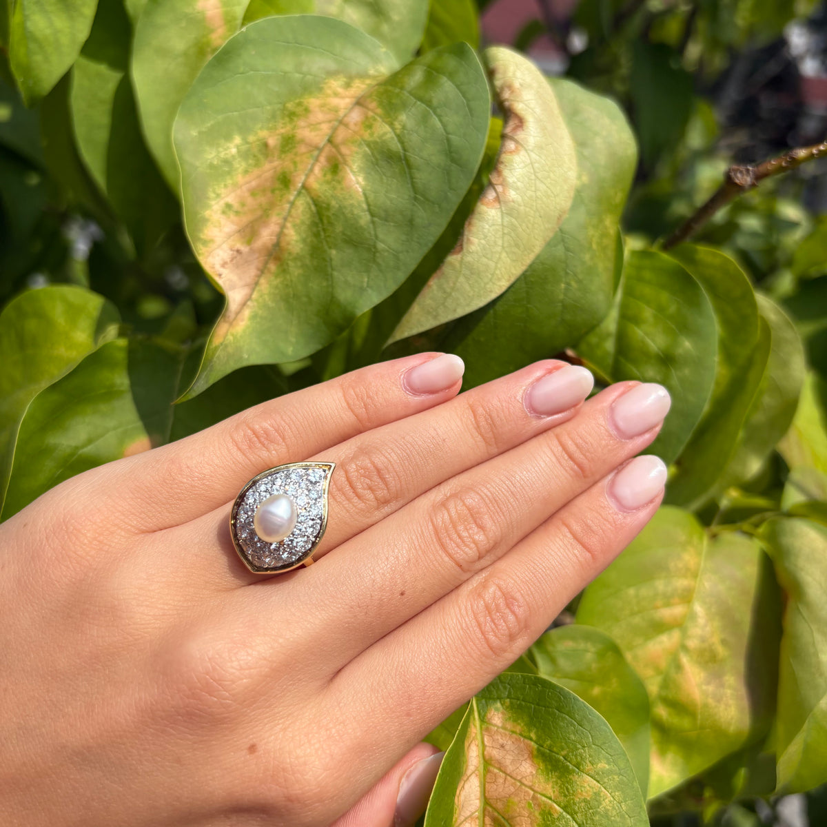 Van Cleef Pearl and Diamond Ring