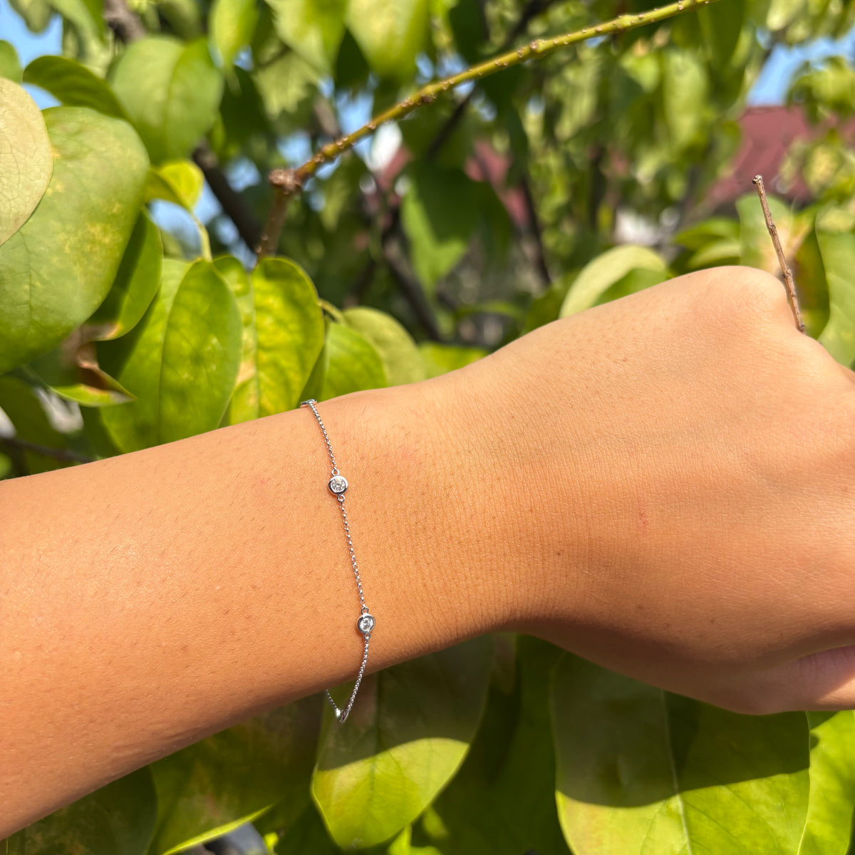 Bezel Set Diamond Station Bracelet