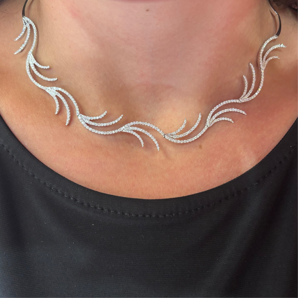 Fancy Diamond Wave Necklace