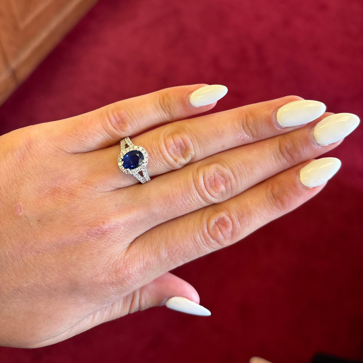 Sapphire Ring with Diamond Halo