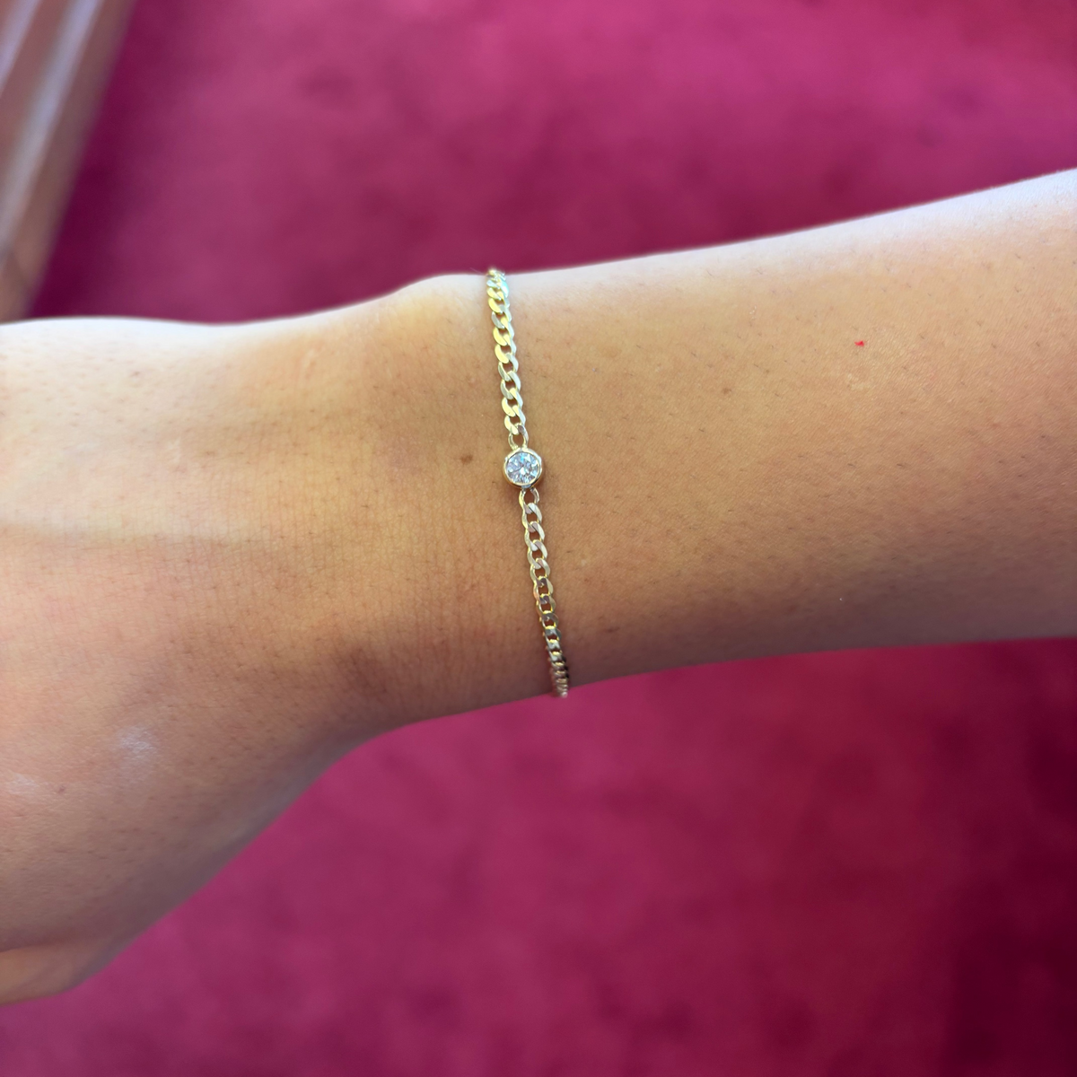 Bezel Set Diamond Curb Bracelet