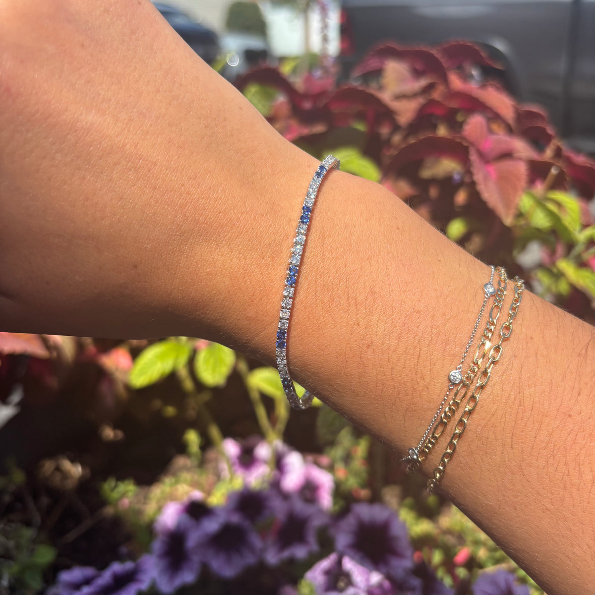 Sapphire and Diamond Line Bracelet