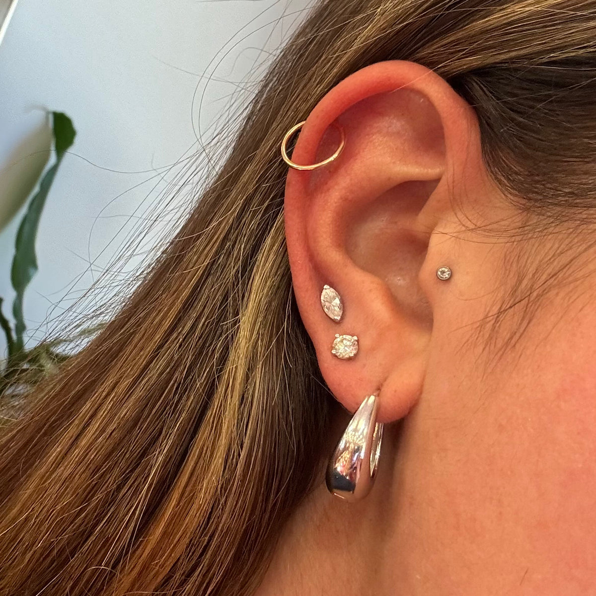 Sterling Silver Tapered Hinged Hoops