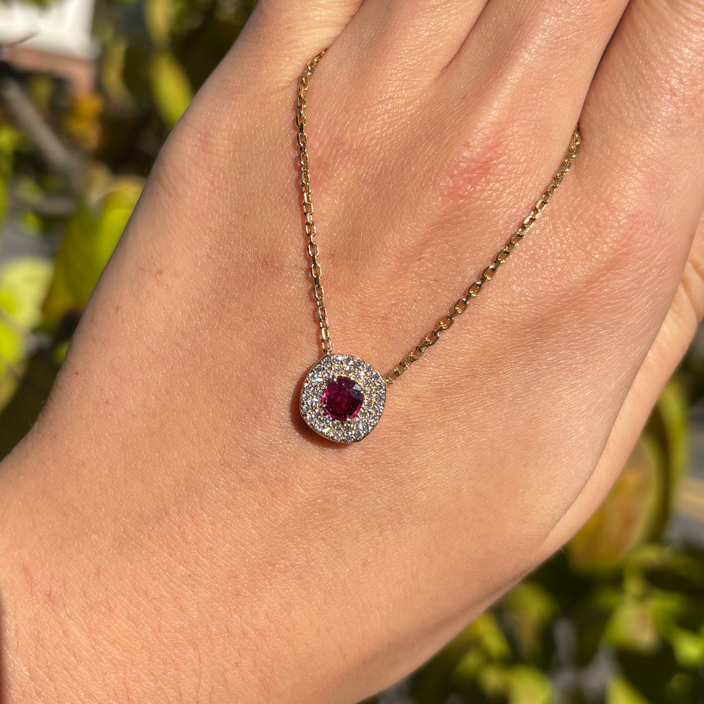 Ruby Necklace with Double Diamond Halo – ArthurGroom