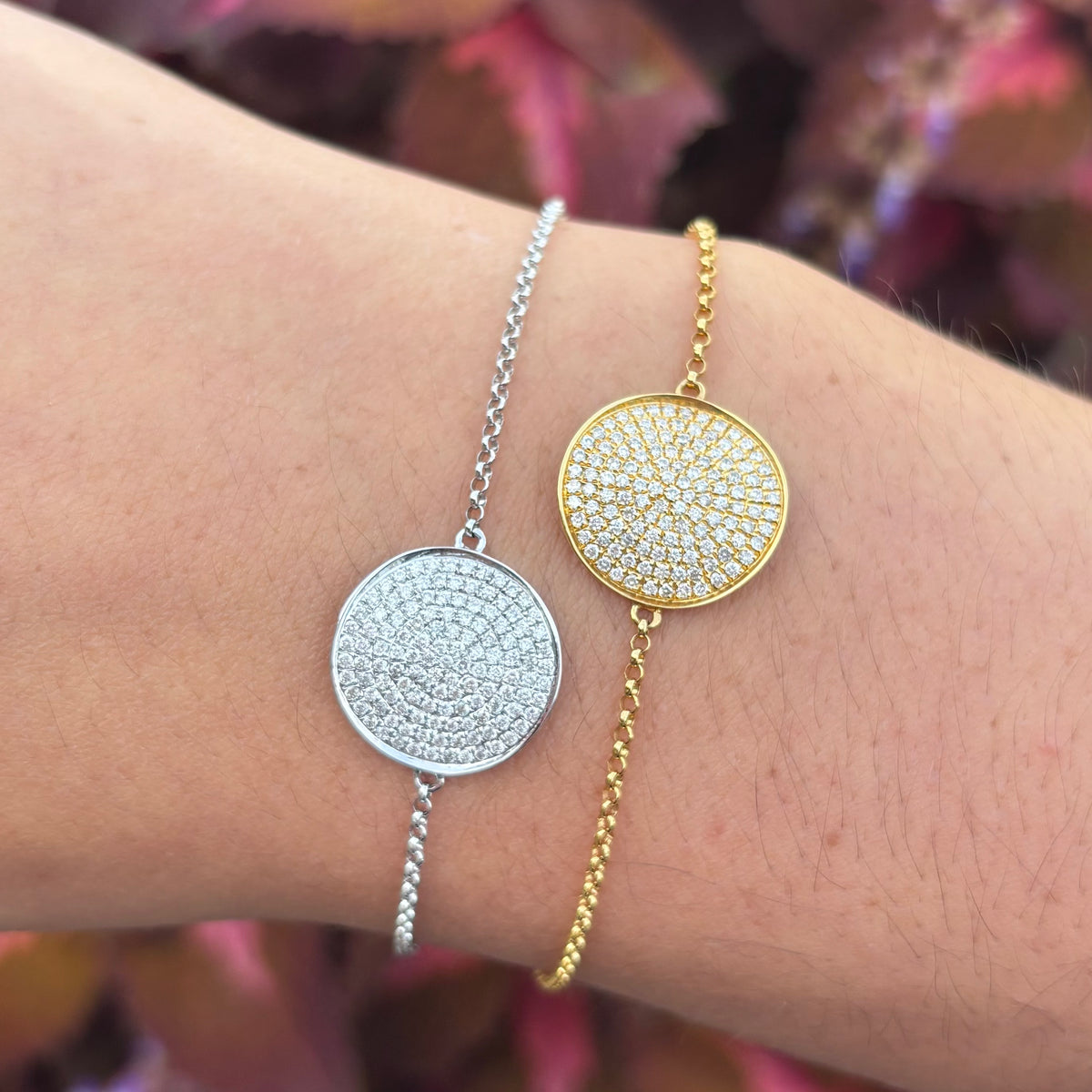 Pave Diamond Disk Bracelet
