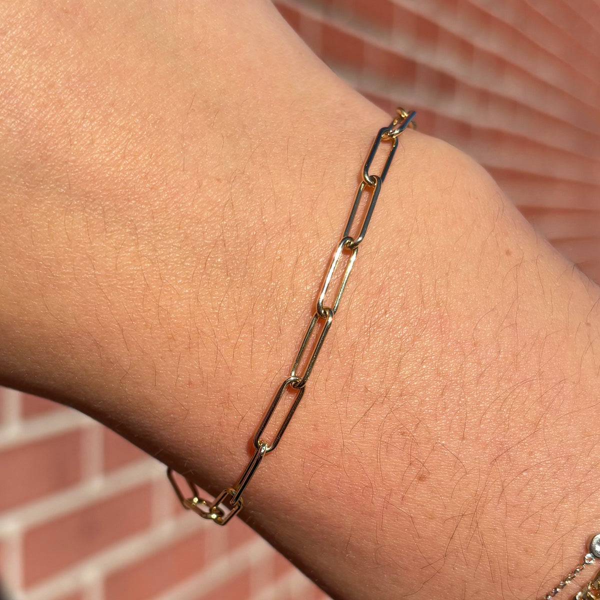 Yellow Gold Paperclip Bracelet