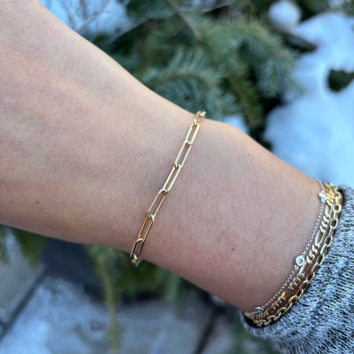Yellow Gold Paperclip Bracelet