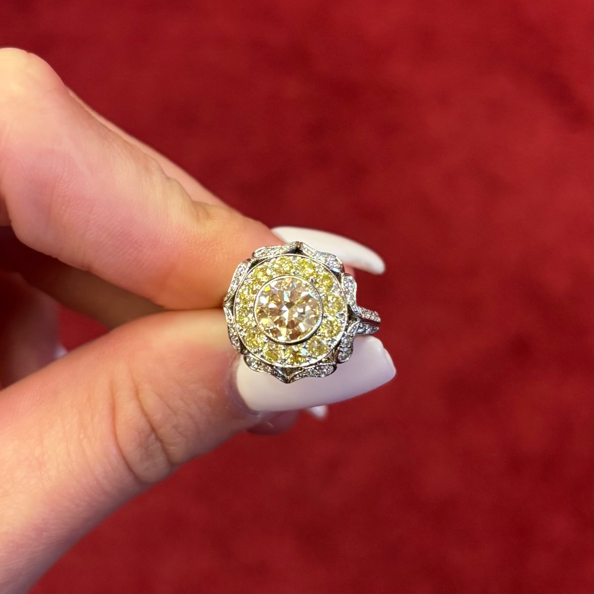 Fancy Yellow and White Diamond Ring