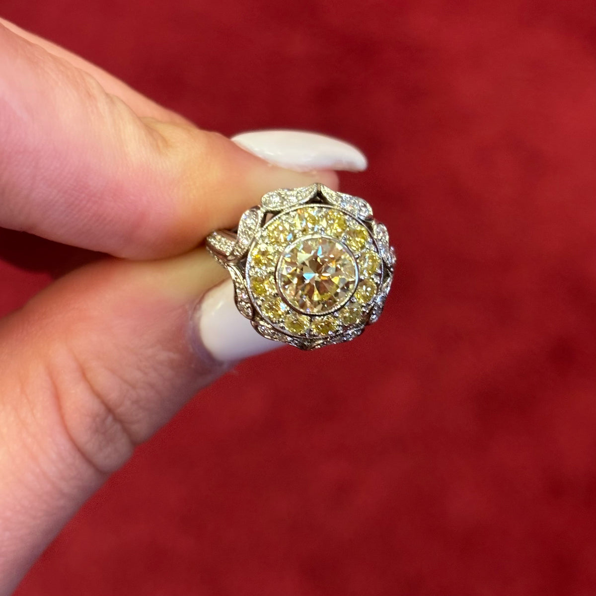 Fancy Yellow and White Diamond Ring