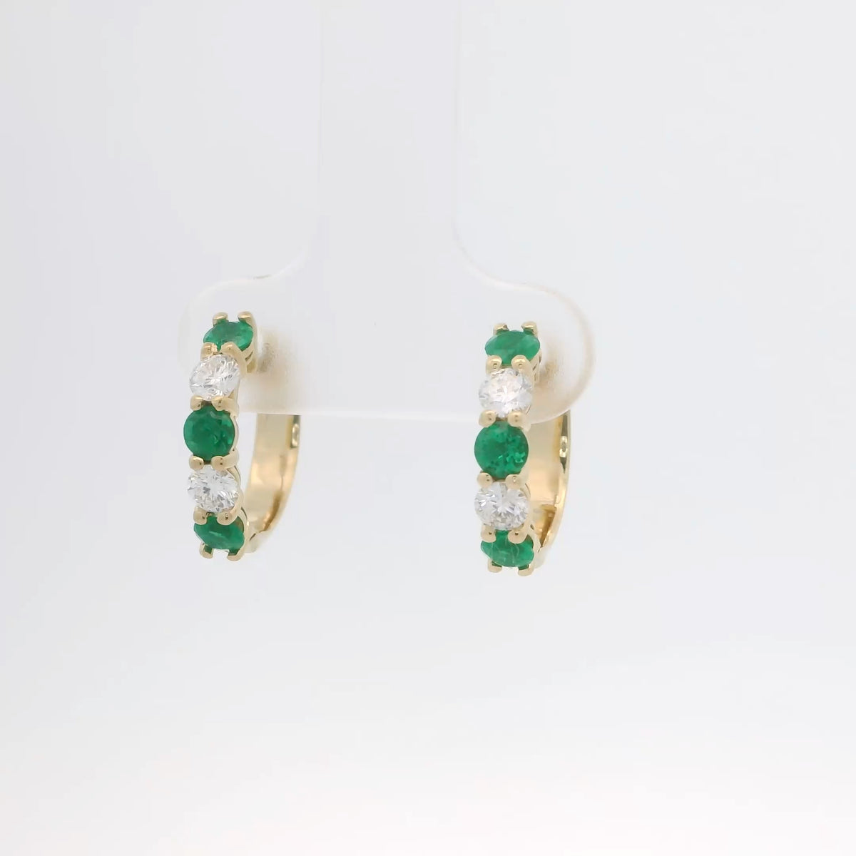 Emerald and Diamond Hoops