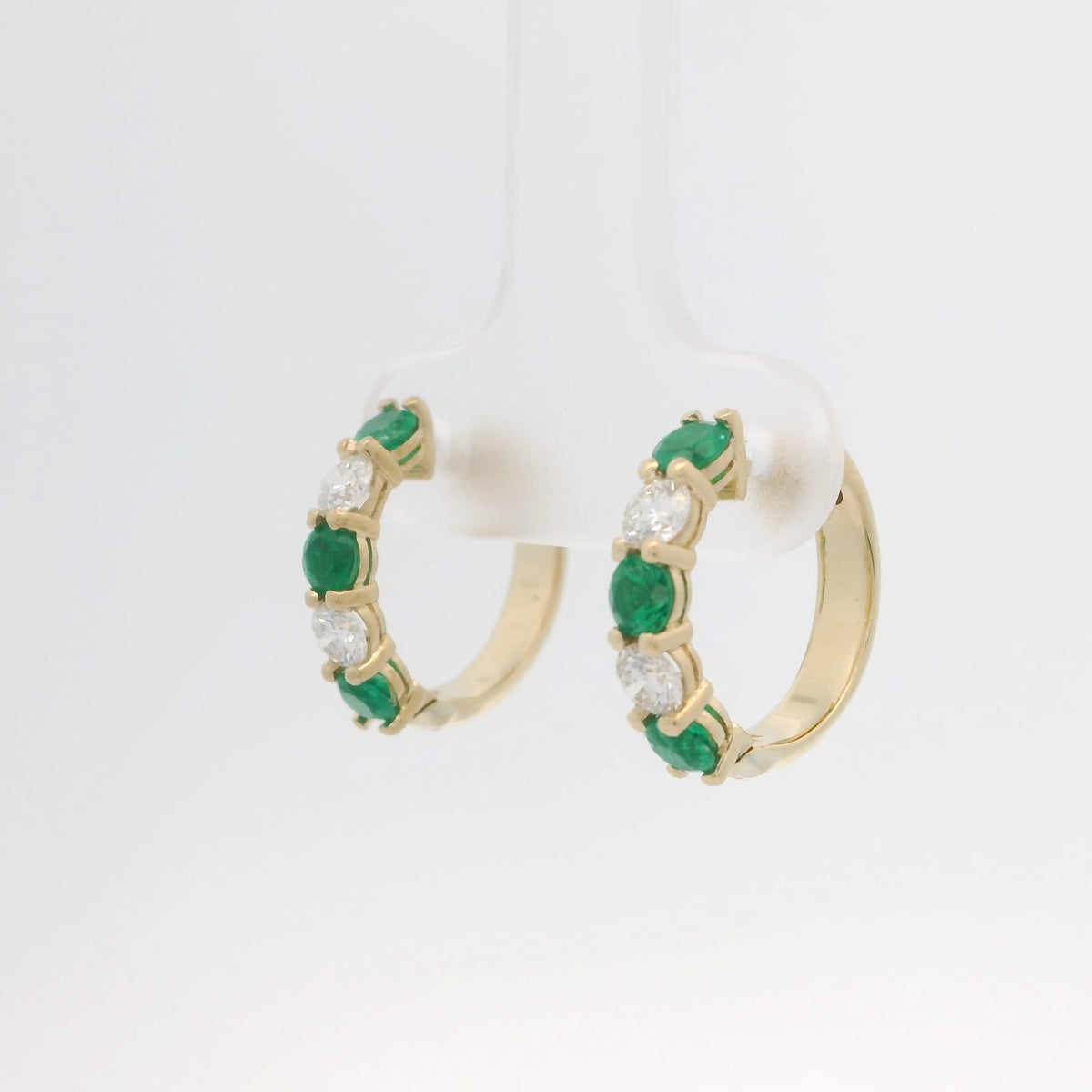 Emerald and Diamond Hoops